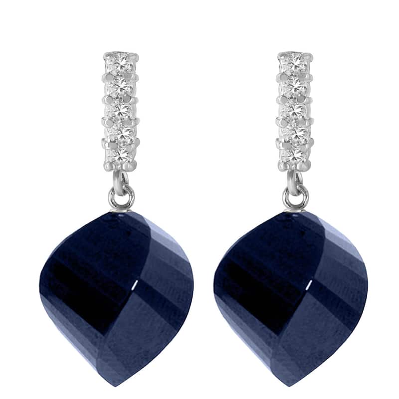 30.65 Carat 14K Solid Gold Gemstone Earrings Diamond Sapphire