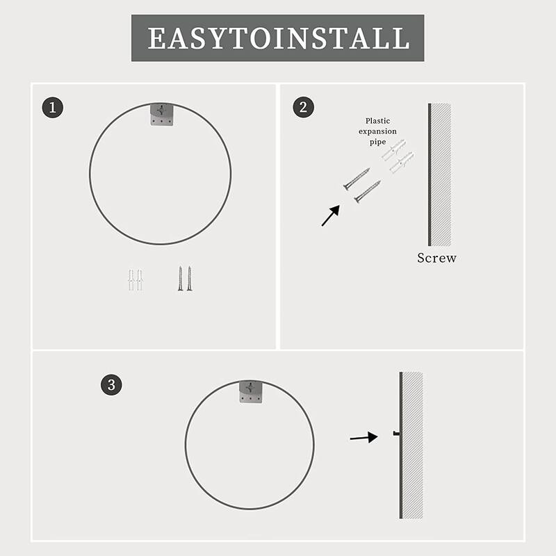 Round Mirror Wall Mounted, Circle Bathroom Vanity Wall Mirror with Metal Frame - 16/20/24/30/32/36"