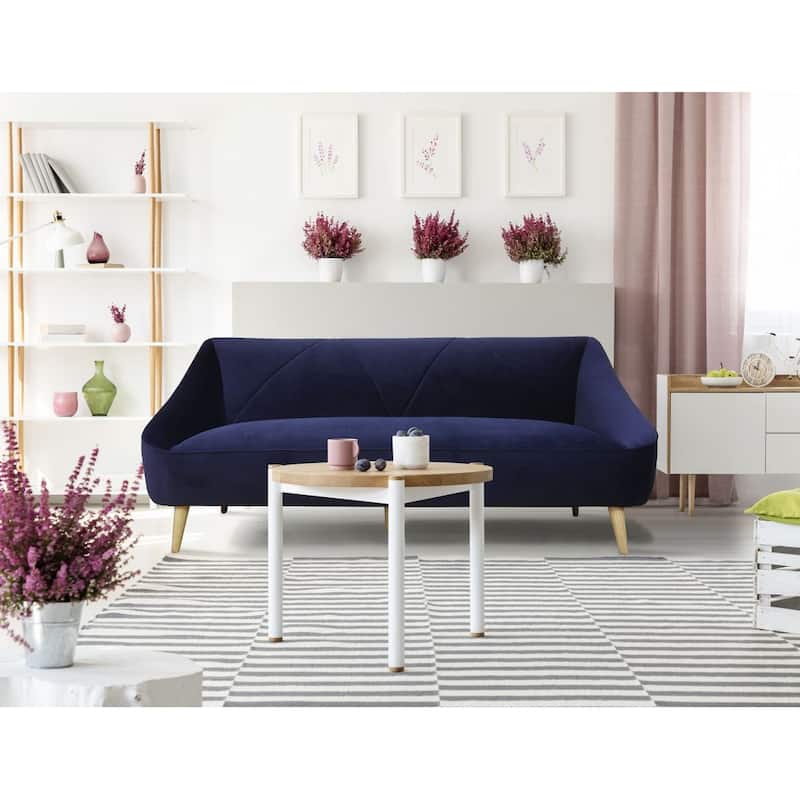 Baylee Solid Wood Upholstered Sofa,Yellow - Navy