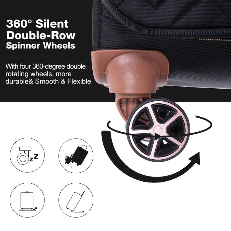 Lightweight 4-Piece Softshell Suitcase Set with Terylene Fabric, 360° Spinner Wheels, TSA Lock