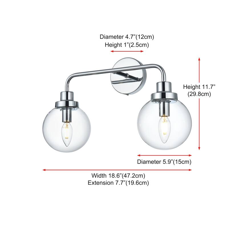 Elegant Lighting LD7033W19 Hanson 2 Light 19" Wide Vanity Light