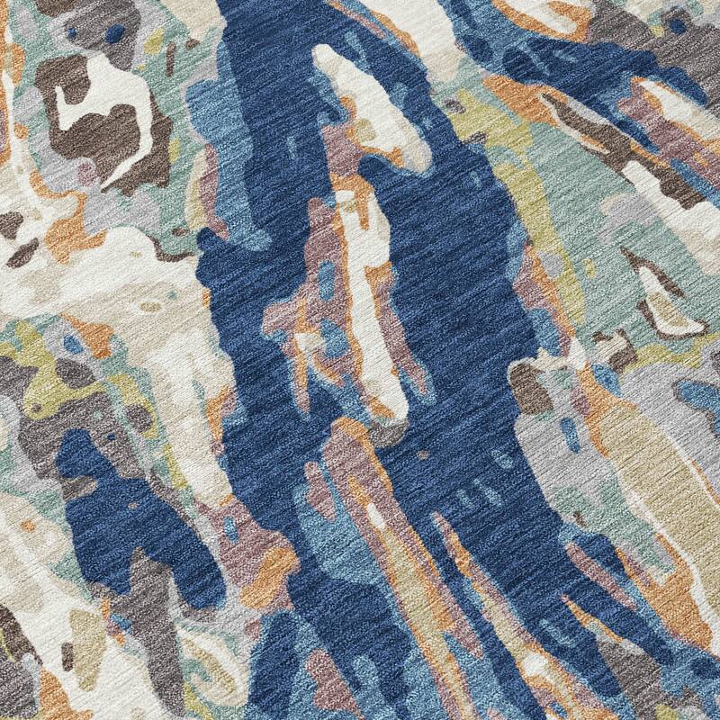 Machine Washable Indoor/ Outdoor Brushstrokes Chantille Rug