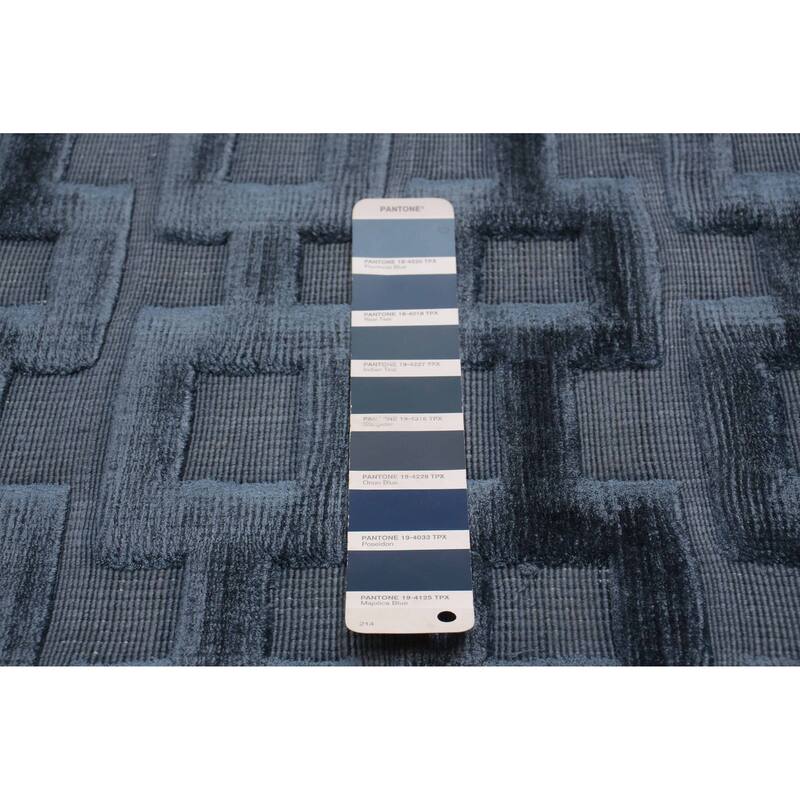ECARPETGALLERY Hand Loomed Shimmer Navy Viscose Rug - 8'2 x 10'1