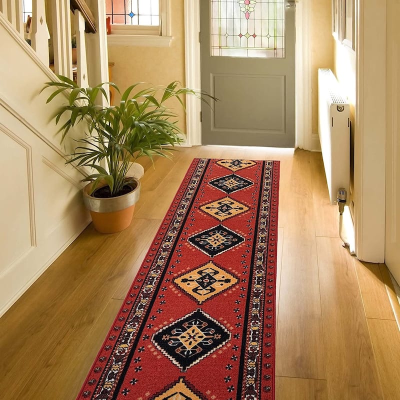 Custom Size Southwestern 31 Inch Wide Non-Slip Stair Runner Rug