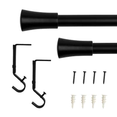 Lumi 3/4" Single Curtain Rod Brushed Nickel/Black- Cylinder finials