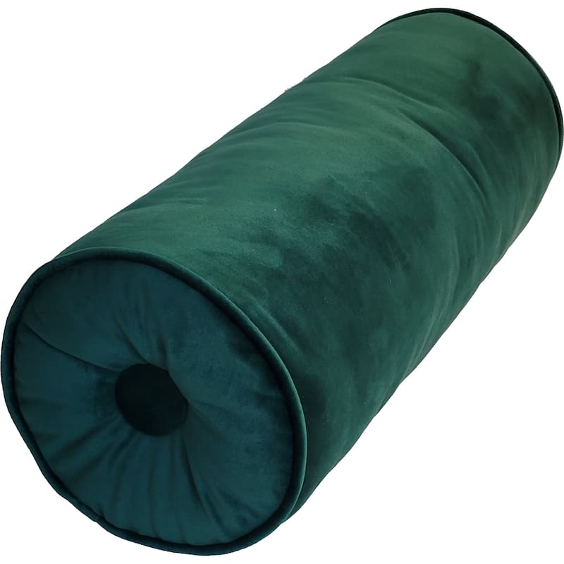 Edie At Home Chelsea Velvet Neckroll Decorative Throw Pillow 7x18 - Green