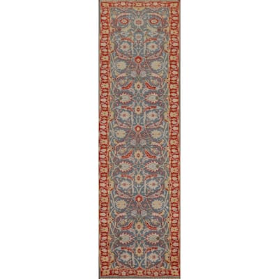 All-Over Blue Heriz Oriental Runner Rug Hand-knotted Wool Carpet - 2'6"x 11'9"