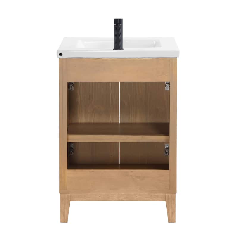 Palos Single Bath Vanity with Ceramic Basin Top without Mirror