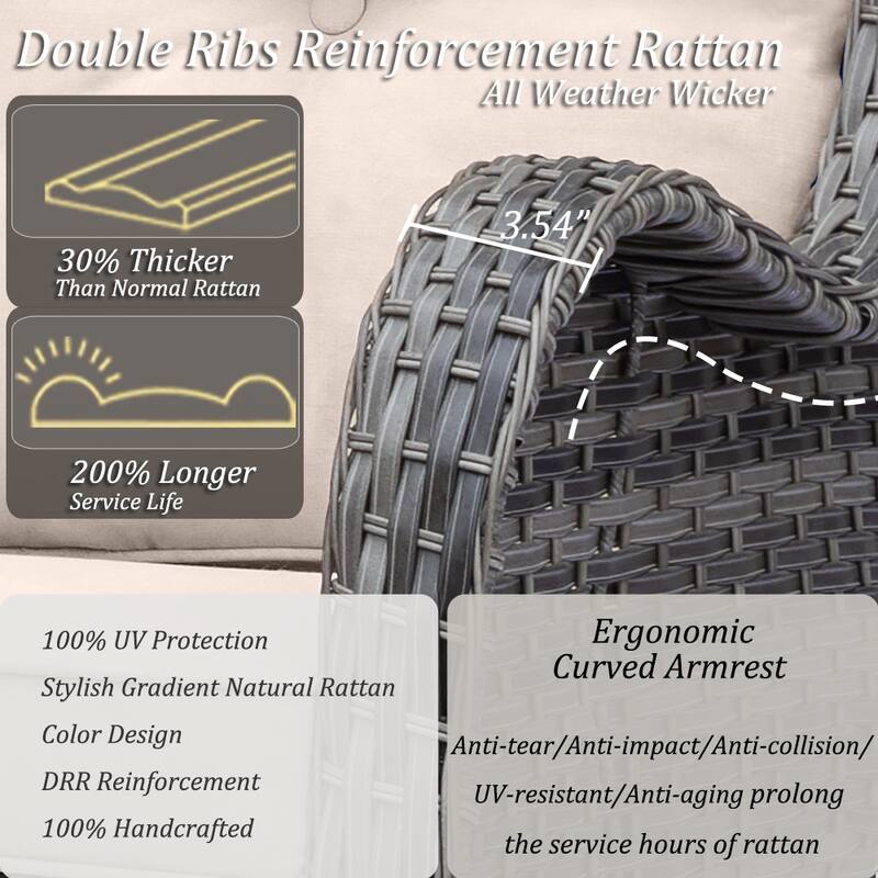 Wicker Patio Furniture Set-Patio Conversation Sets with Swivel Chairs