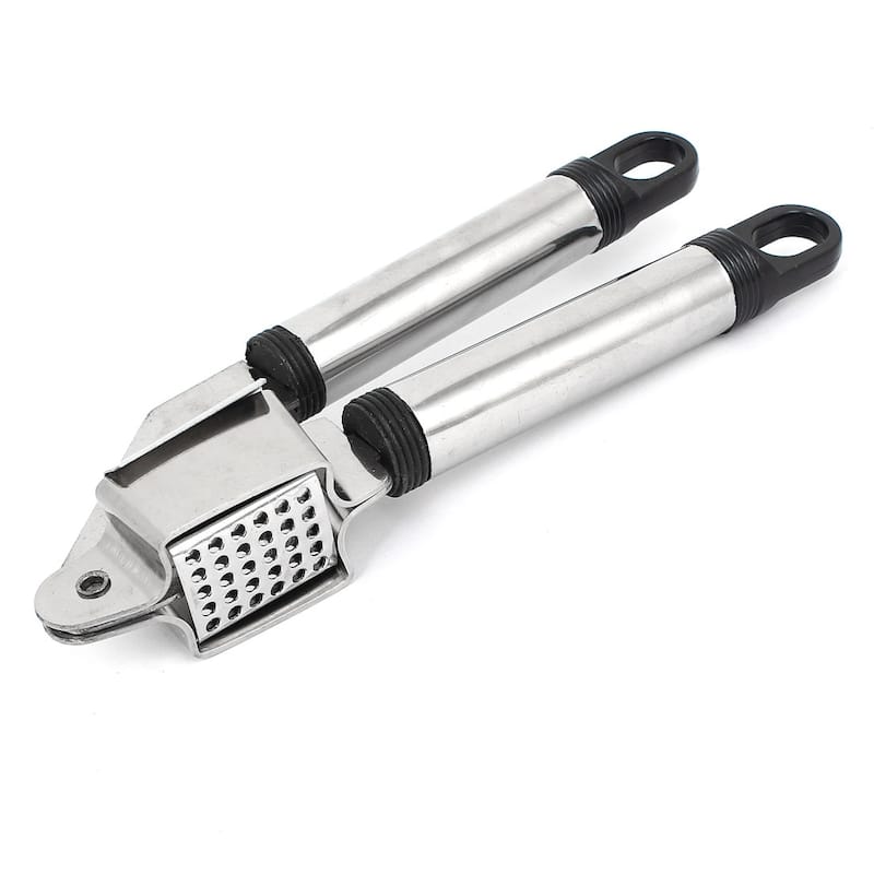 Kitchen Stainless Steel Metal Garlic Press Crusher Slicer - Silver - 7" x 2" x 1.7"(L*W*T)