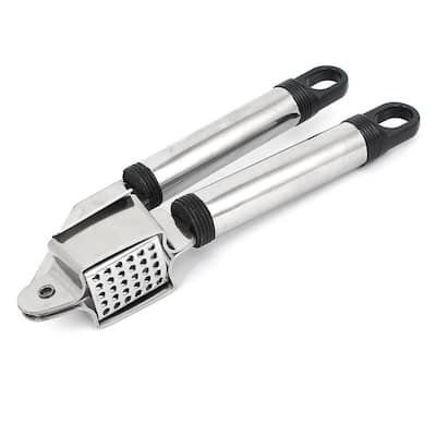Kitchen Stainless Steel Metal Garlic Press Crusher Slicer - Silver - 7" x 2" x 1.7"(L*W*T)