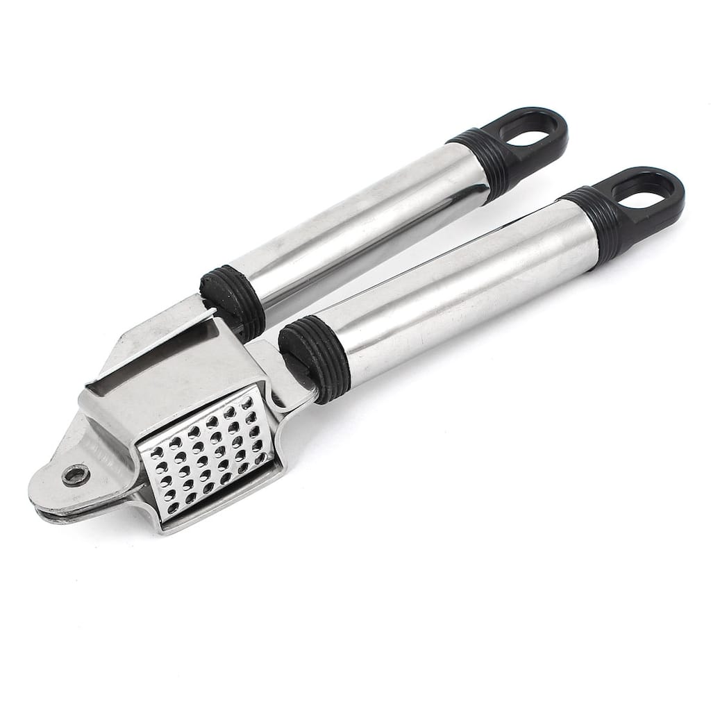 Kitchen Stainless Steel Metal Garlic Press Crusher Slicer - Silver - 7" x 2" x 1.7"(L*W*T)