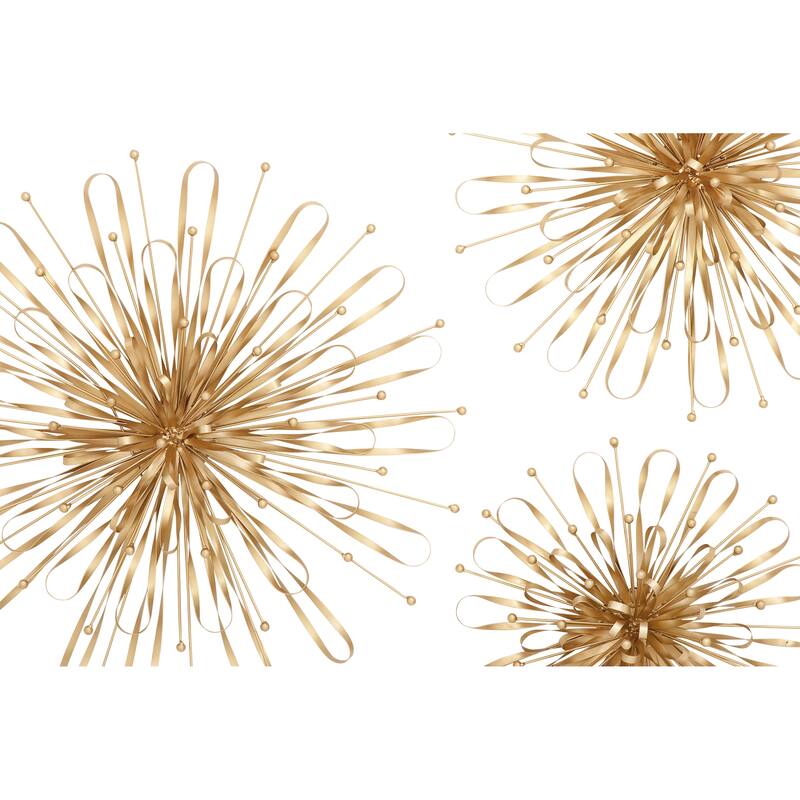 Benzara Gorgeous Orb Gold Metal Wall Decors (Pack of 3)