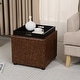preview thumbnail 39 of 62, Adeco Storage Ottoman With Tray Brown-Faux-Leather