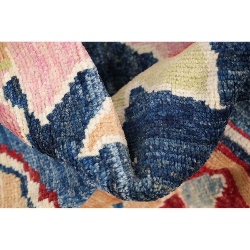 Hand Knotted Oriental 100% Wool Carpet Transitional Floral Navy Blue & Blues Oushak Area Rug - 8' 0'' X 7' 10''