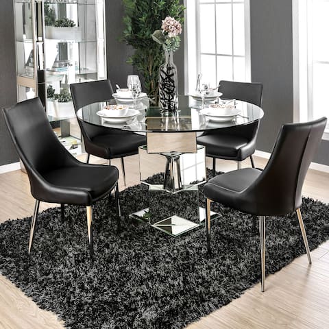 Furniture of America Fiti Contemporary Sliver 5-piece Dining Table Set