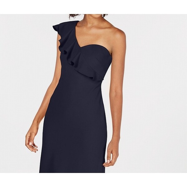 calvin klein one shoulder ruffle dress