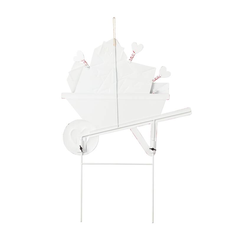 Glitzhome 24"H Valentine's Metal LOVE Mail Wagon Yard Stake