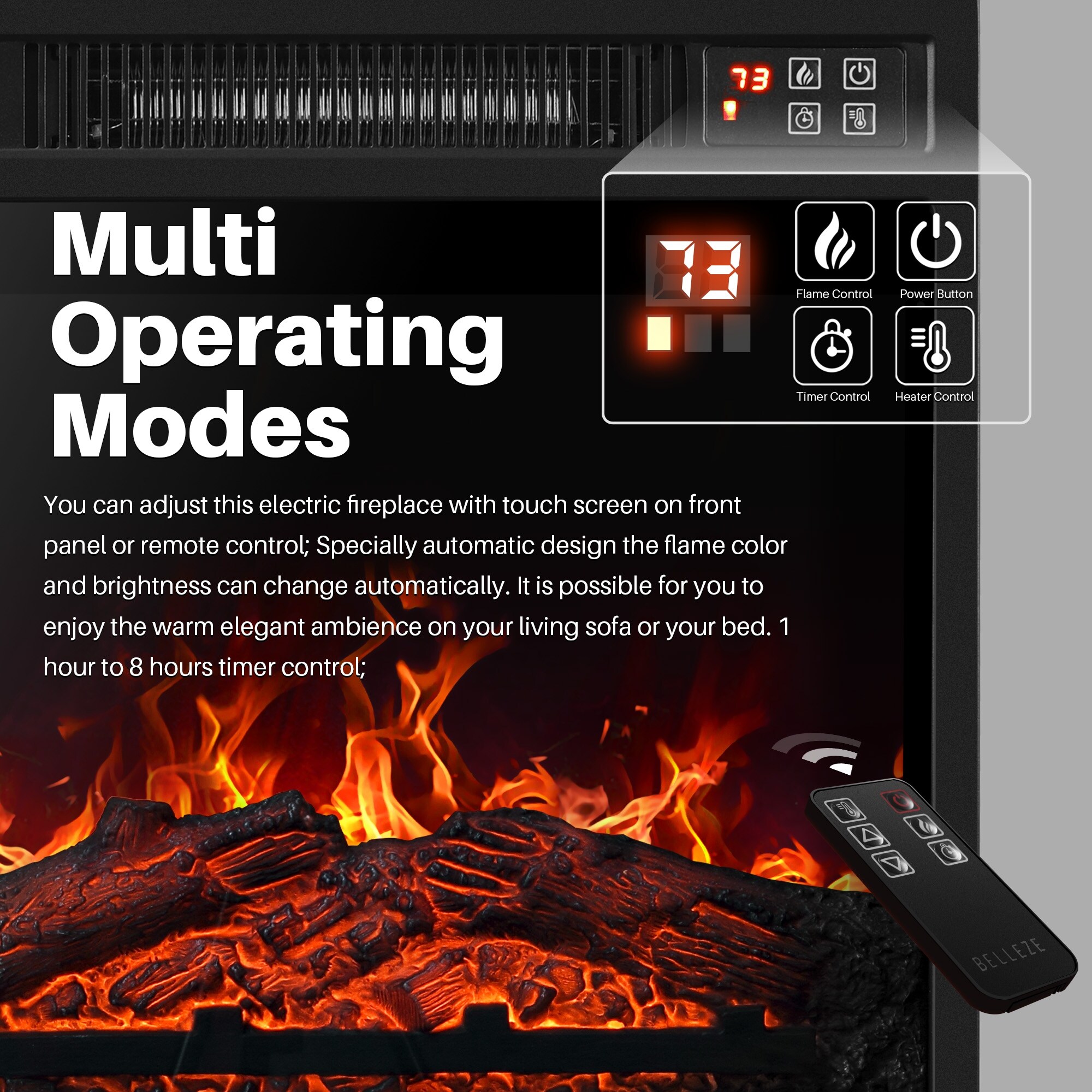 Shop Belleze 18 Embedded Electric Fireplace Insert Remote Heater