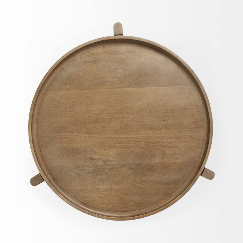 Cleaver I Medium Brown Solid Wood Round Accent Table