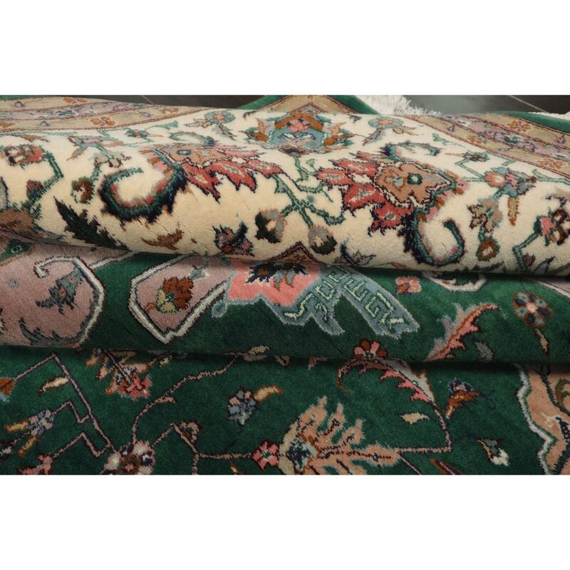 9'2''x11'10'' Hand Knotted Wool Green Pak Persian 300 KPSI Velvety Rug - 9' 2'' x 11' 10''