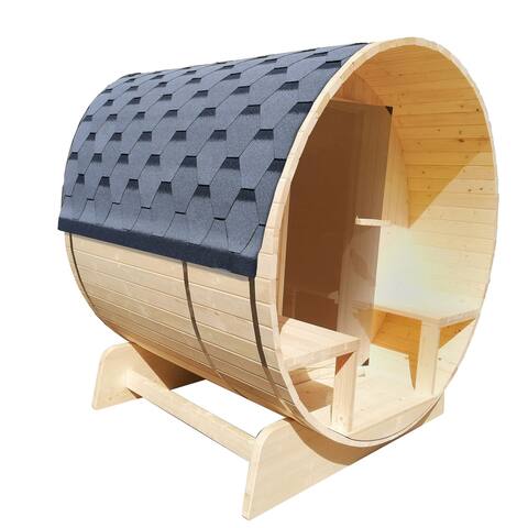 ALEKO 5 Prs Outdoor Indoor Wet Dry Barrel Wood Personal Sauna - L 71 inch X W 72 inch X H 75 inch