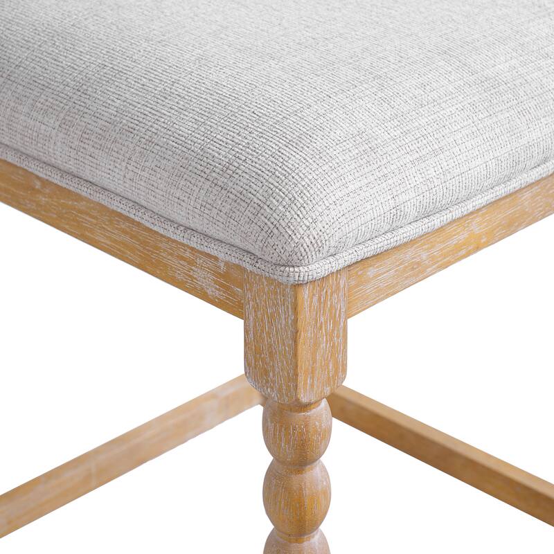 Roomfitters Solid Acacia Wood Counter Stools with Upholstered Seat, Open Back, Natural Set of 2