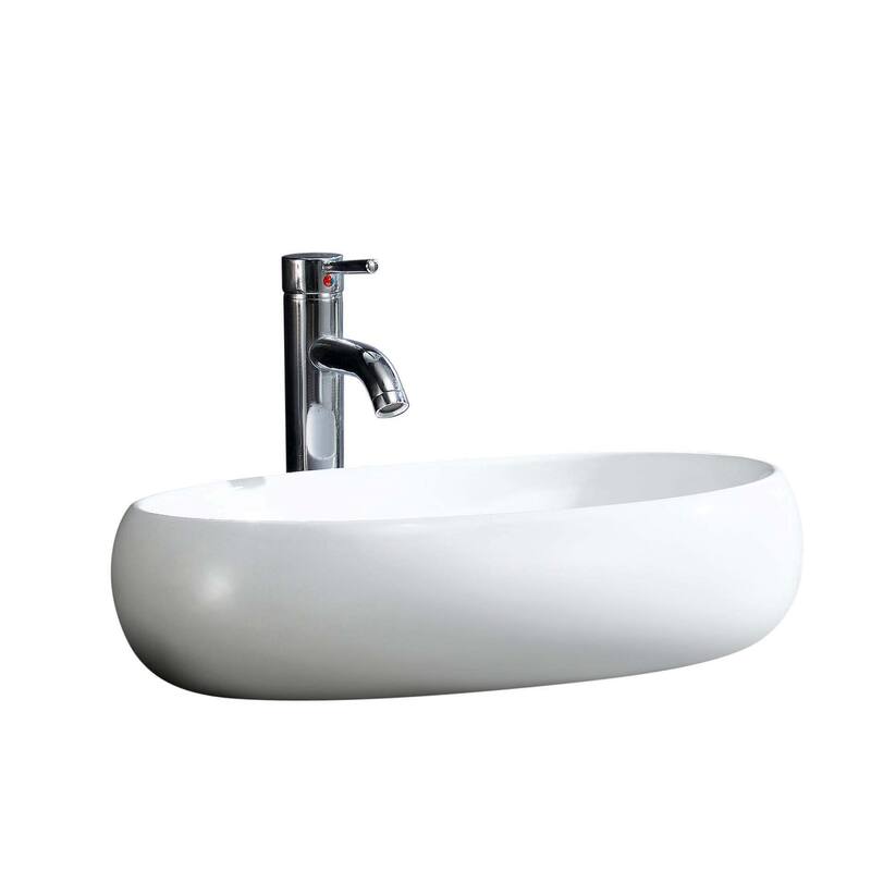Fine Fixtures Vitreous China Bulging Oval White Vessel Sink