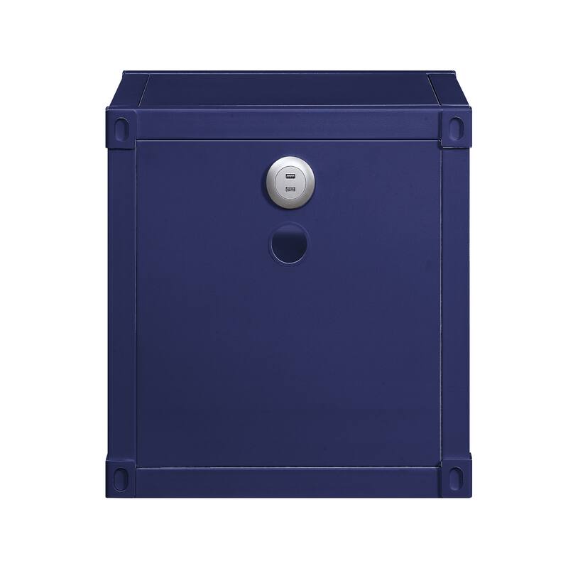 Rectangle Dark Blue Nightstand with 2 Open Shelf