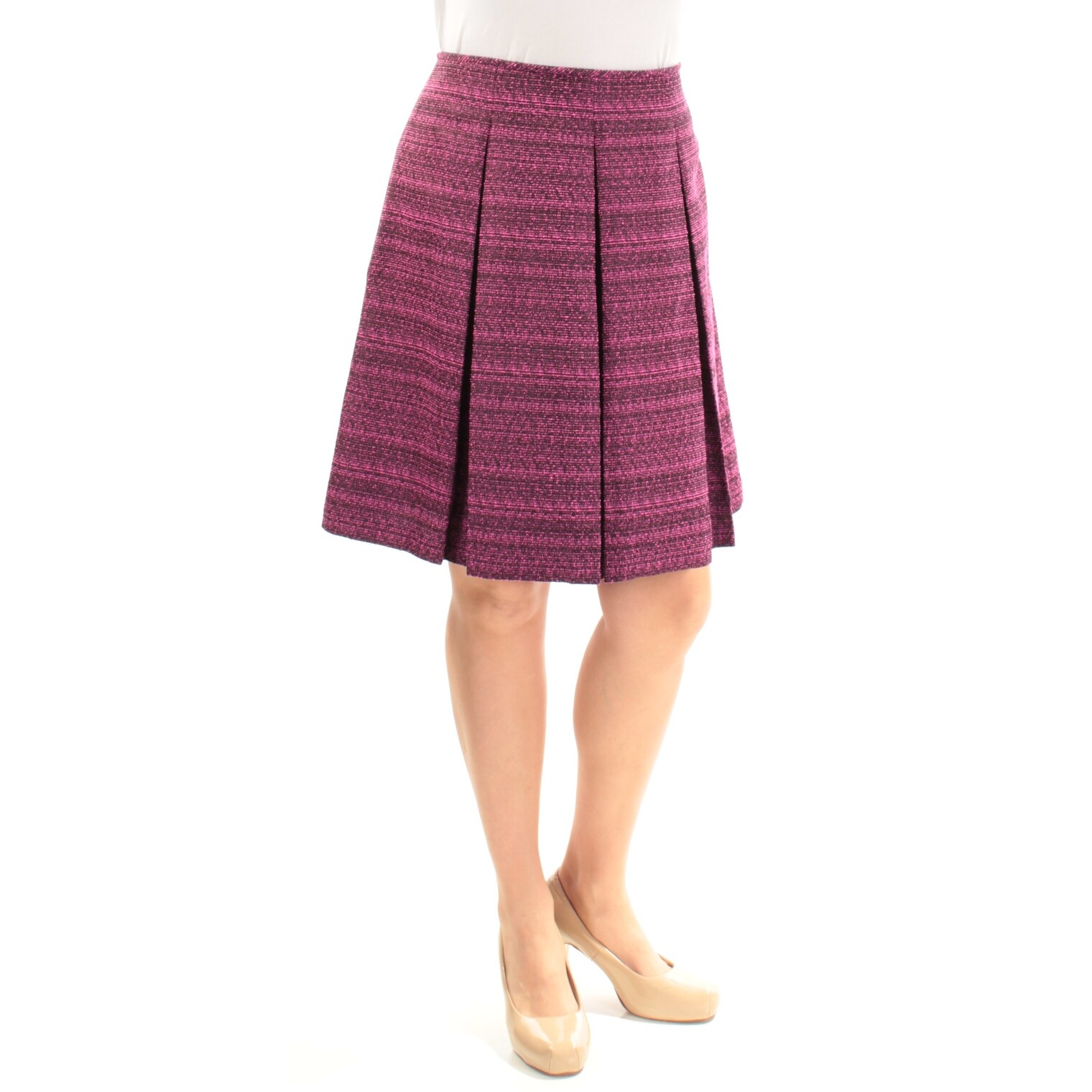 Shop H M Womens Pink Pleated Above The Knee Wear To Work Skirt