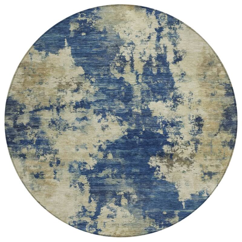 HomeRoots Abstract Transitional Rectangle Outdoor Rug - 8' Round