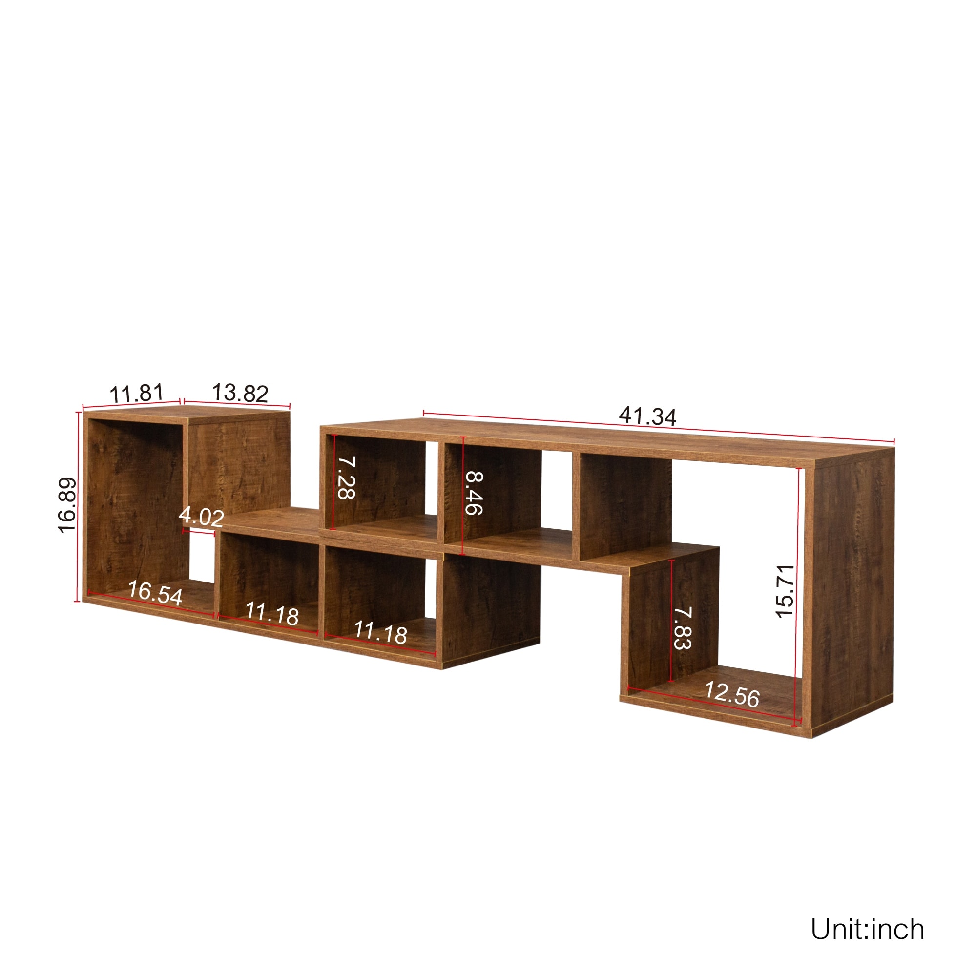 Abstract Living Room Bookcase Double L Shaped Low Floor TV Stand