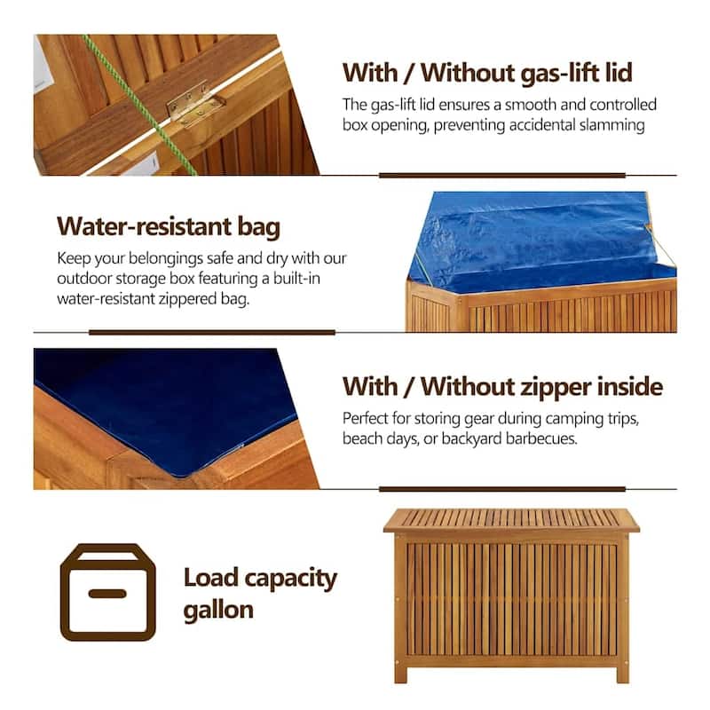 vidaXL Outdoor Storage Box, Solid Acacia Wood