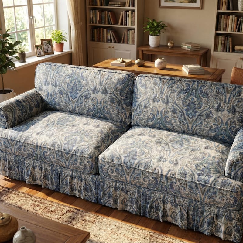 Homy Casa 3/4-Seater Chenille Cloud Sofa with Rolled Arms & Pleated Skirt, Extra Deep Seat, Multiple Colors