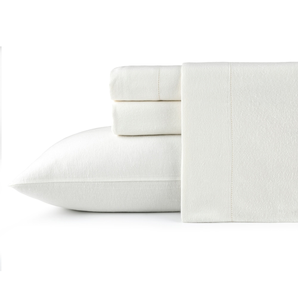 Pointehaven Solid Cotton 180 GSM Deep Pocket Oversized Brushed Flannel Sheet Set