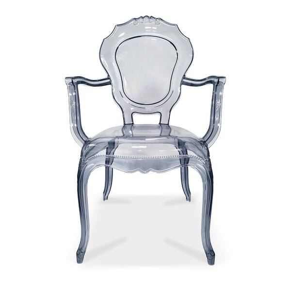 Shop Designer Stacking Transparent Molded Plastic Dining Chairs With Arms Backs Crystal For Kitchen Desk Bedroom Outdoor Patio Indoor Overstock 18527034