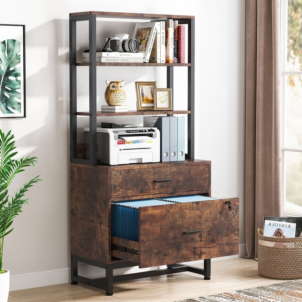 Printer stand with discount locking file cabinet