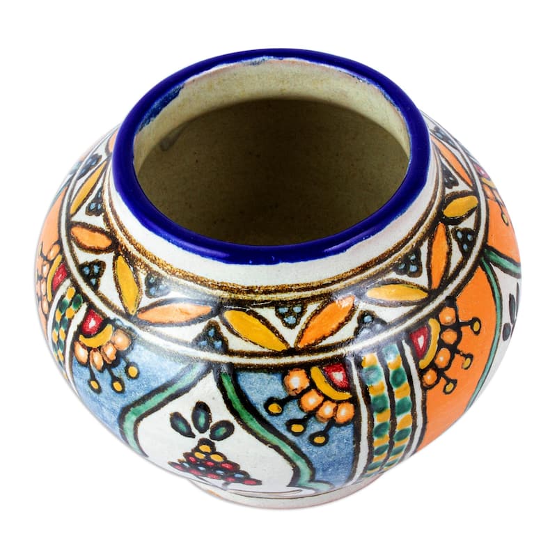 Novica Handmade Desert Fruits Ceramic Flower Pot
