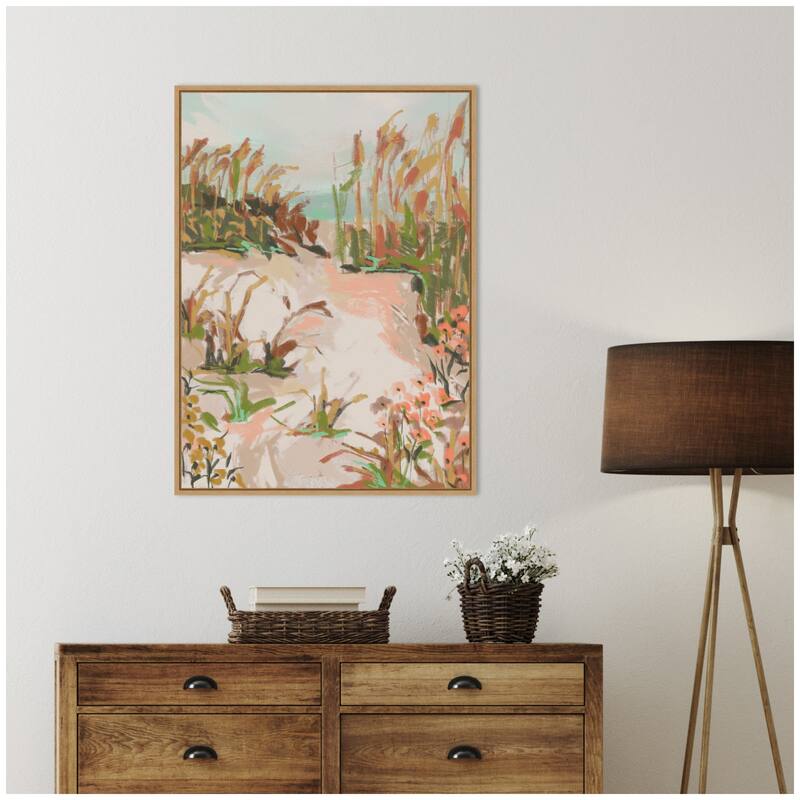 Kate and Laurel Sunrise Seascape by Annie Quigley Framed Canvas Wall Art Print