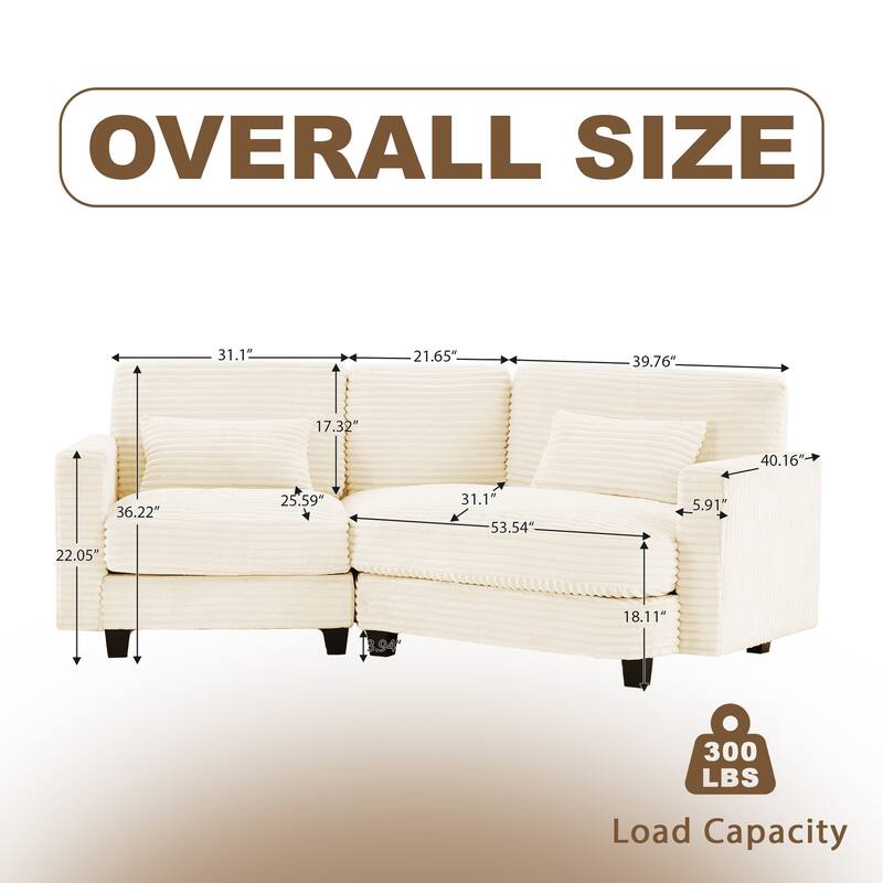 Multi-seat(3/4/5 seats) Corduroy Sectional Sofa, Modular Couch for Living Room & Business