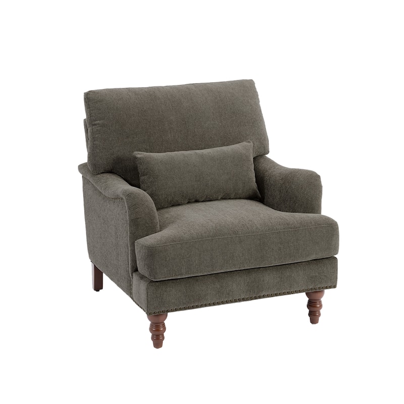 Mid Century Chenille Upholstered Accent Chair with Nailhead Trim