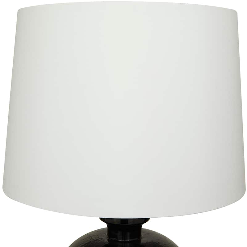 White Glass Gourd Style Base Room Table Lamp with Drum Shade