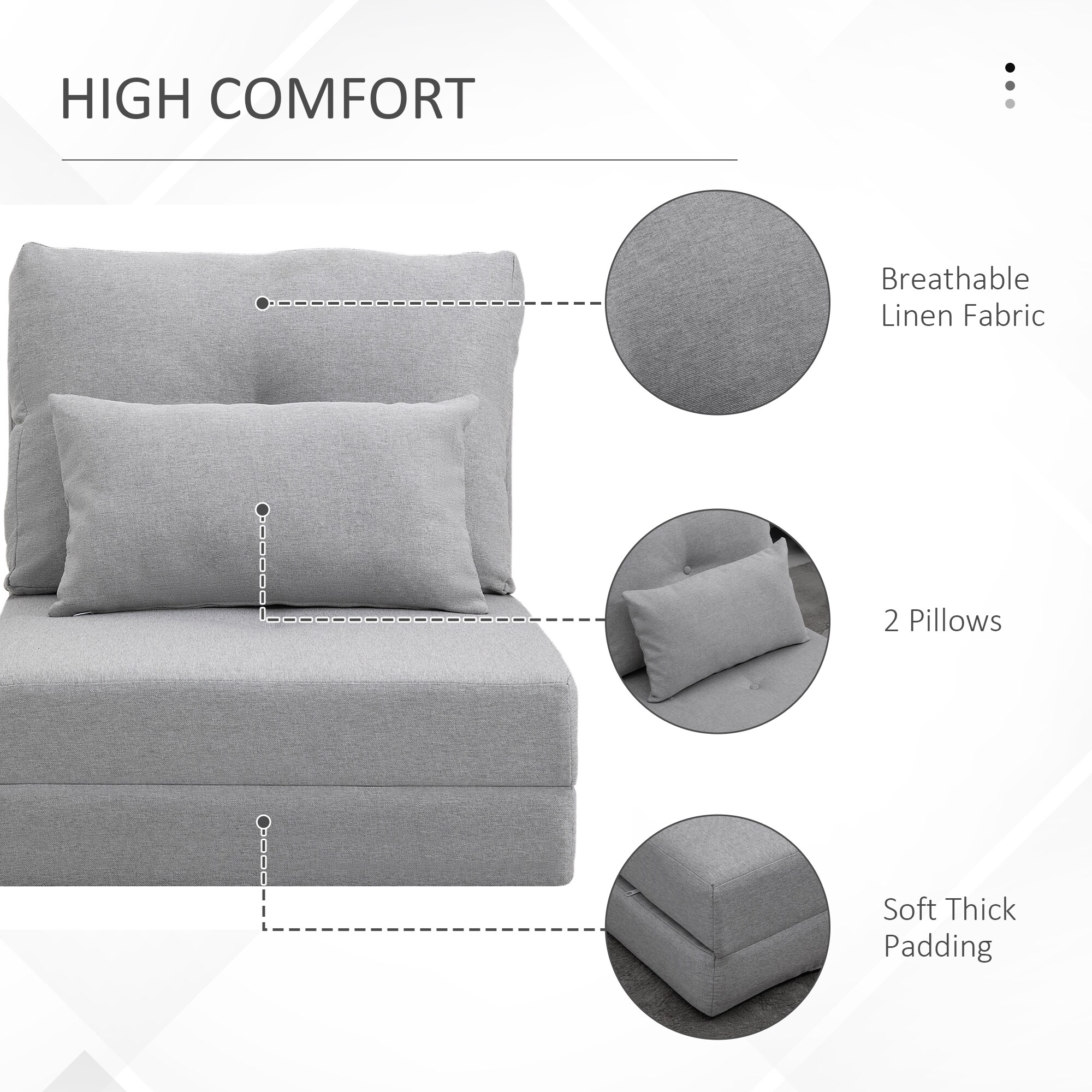 HOMCOM Convertible Flip Chair Floor Lazy Sofa Folding
