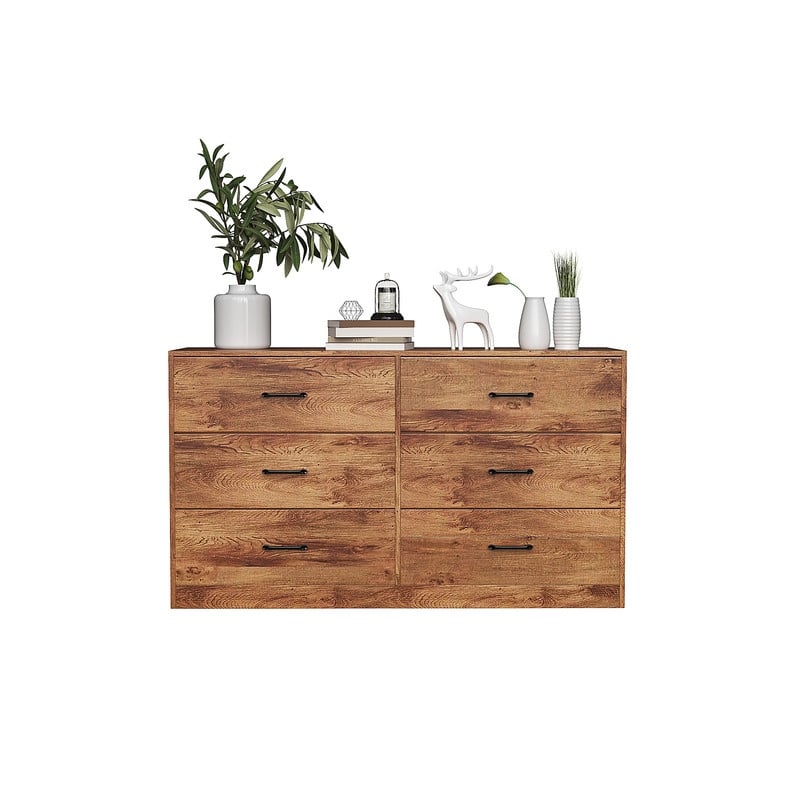 52.75" Wide Horizontal Double Dresser with 6 Fabric Drawers