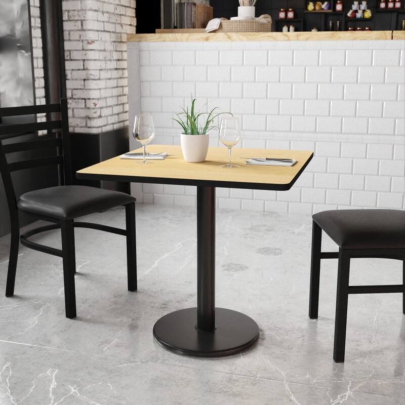 30'' Square Laminate Table Top with 18'' Round Table Height Base - 30"W x 30"D x 31.125"H - 30"W x 30"D x 31.125"H