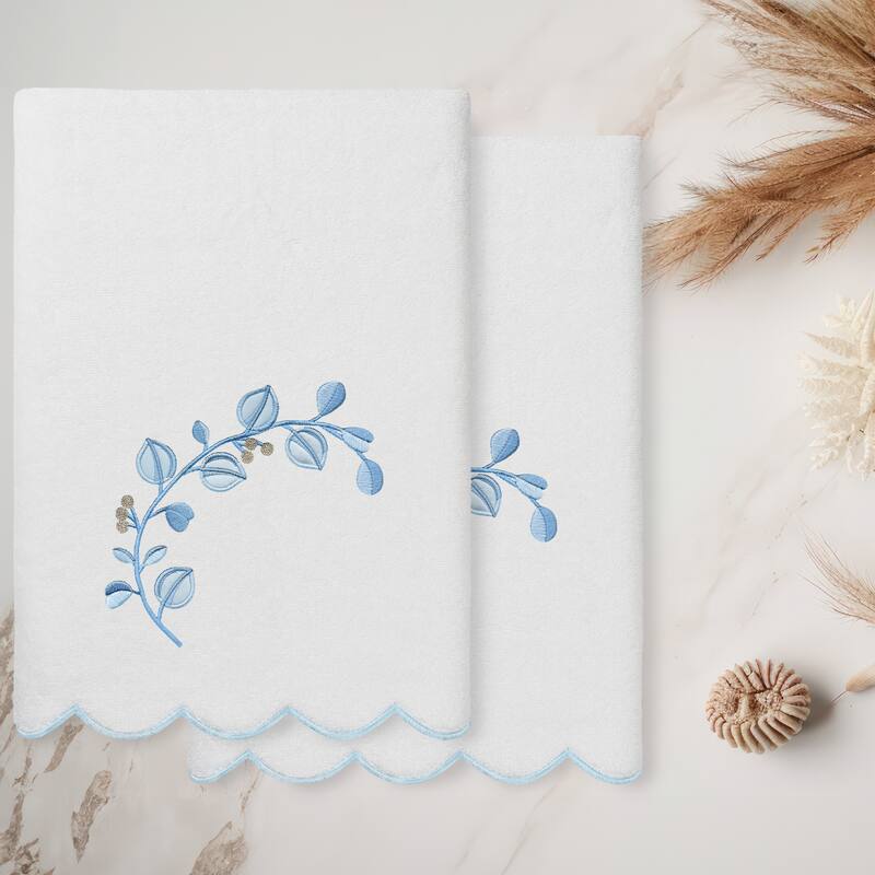 Authentic Hotel and Spa 100% Turkish Cotton WILD BRANCH Scallop Embellished Towel Collection