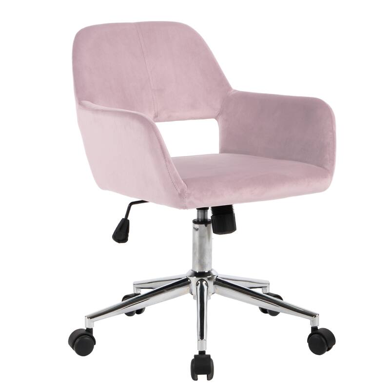 Homylin Modern Velvet Upholstered Task Chair with 360 Degree Swivel - Pink