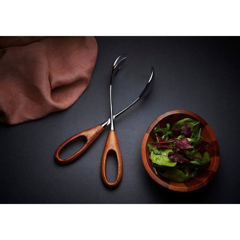 Nambe Curvo Salad Scissors - Brown