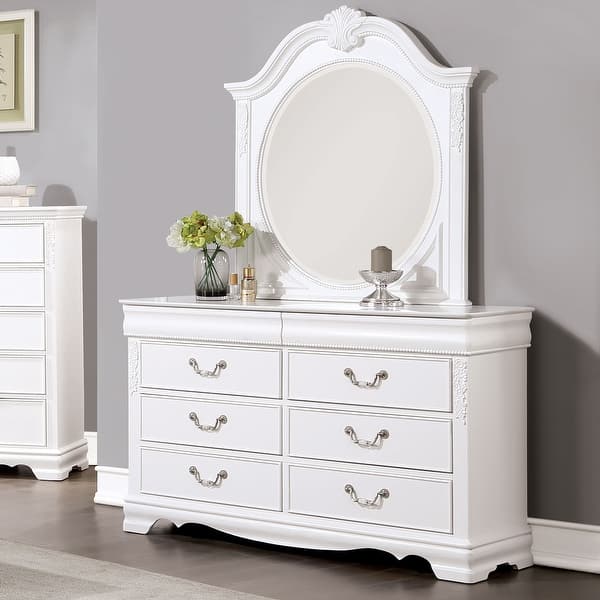 Furniture of America Pati Transitional White Wood 2-Piece 6-Drawer Dresser and Mirror Set - Bed Bath & Beyond - 40525349 Furniture of America Pati Transitional White Wood 2-Piece 6-Drawer Dresser and Mirror Set - Bed Bath & Beyond - 40525349