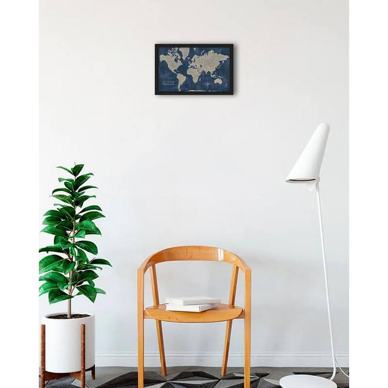 World Map Collage Deep Framed Poster - 12 x 18 Inch - Black